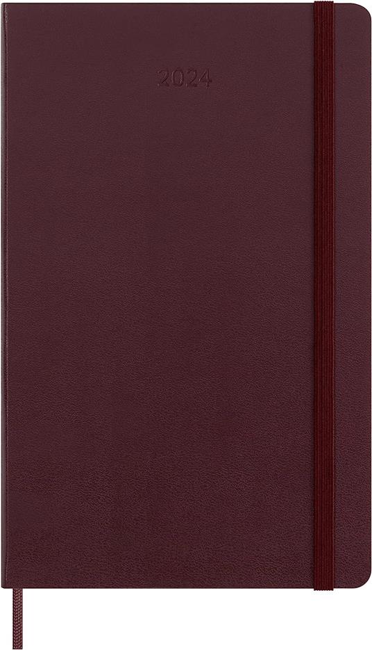 Agenda Moleskine settimanale 2024, 12 mesi, Large, copertina rigida, Rosso borgogna - 13 x 21 cm - 2