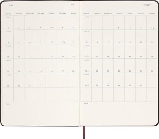 Agenda Moleskine settimanale 2024, 12 mesi, Large, copertina rigida, Rosso  borgogna - 13 x 21 cm - Moleskine - Cartoleria e scuola