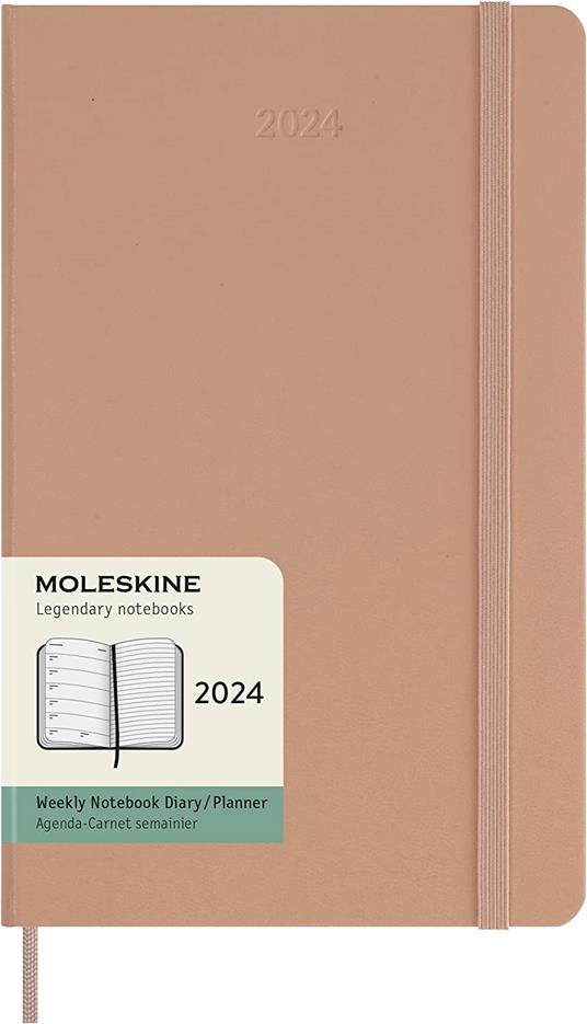 Agenda Moleskine settimanale 2024, 12 mesi, Large, copertina rigida,  Marrone - 13 x 21 cm - Moleskine - Cartoleria e scuola