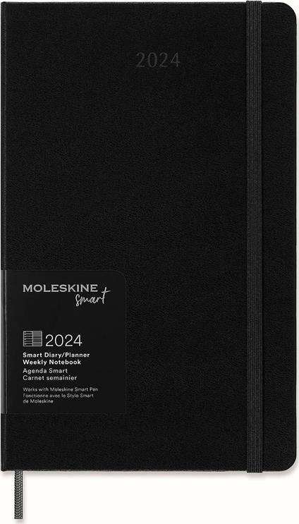 Smart Planner Moleskine settimanale 2024, 12 mesi, Large, copertina rigida, Nero - 13 x 21 cm