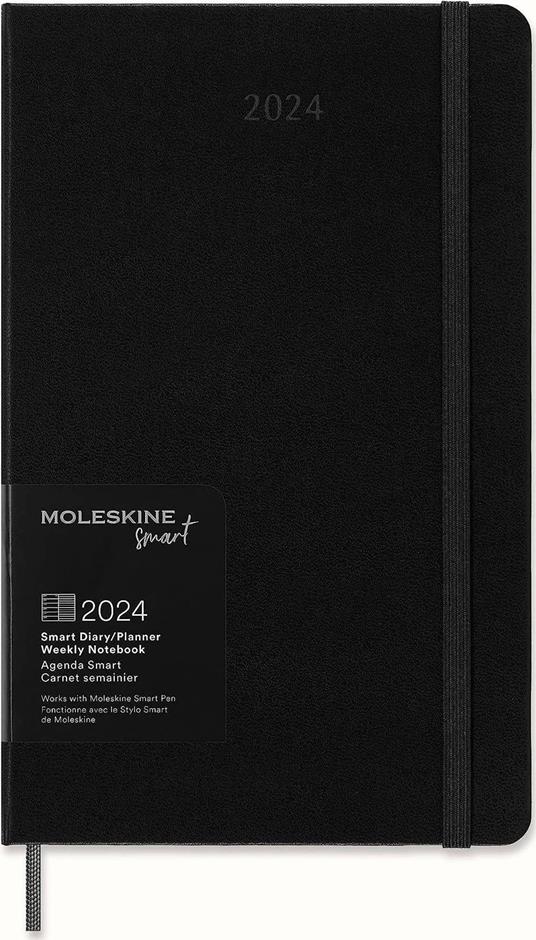 Smart Planner Moleskine settimanale 2024, 12 mesi, Large, copertina rigida, Nero - 13 x 21 cm