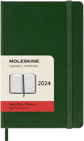 Agenda Moleskine giornaliera 2024, 12 mesi, Pocket, copertina rigida, Verde mirto - 9 x 14 cm - 6