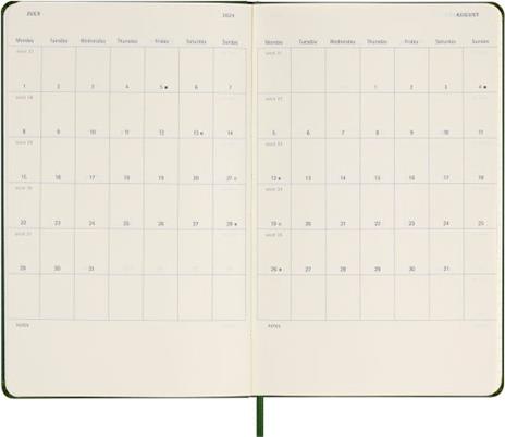 Agenda Moleskine giornaliera 2024, 12 mesi, Large, copertina rigida, Verde mirto - 13 x 21 cm - 3