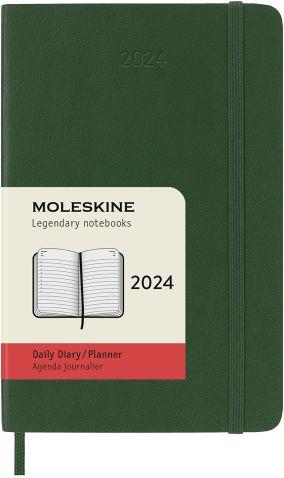 Agenda Moleskine giornaliera 2024, 12 mesi, Pocket, copertina morbida, Verde mirto - 9 x 14 cm - 6