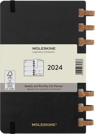 Planner Spiral Moleskine mensile orizzontale 2024, 12 mesi, Large, copertina rigida, Nero - 15 x 21 cm - 16