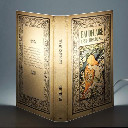 Lampada da tavolo, a forma di libro, I fiori del male - Charles Baudelaire