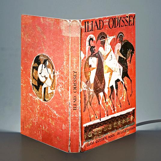 Lampada da tavolo, a forma di libro, Iliade e Odissea - Omero