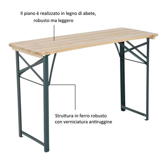Set Birreria In Legno Con 2 Panche - 120x60 Cm | Per Feste, Campeggio E Giardino - Foto 2