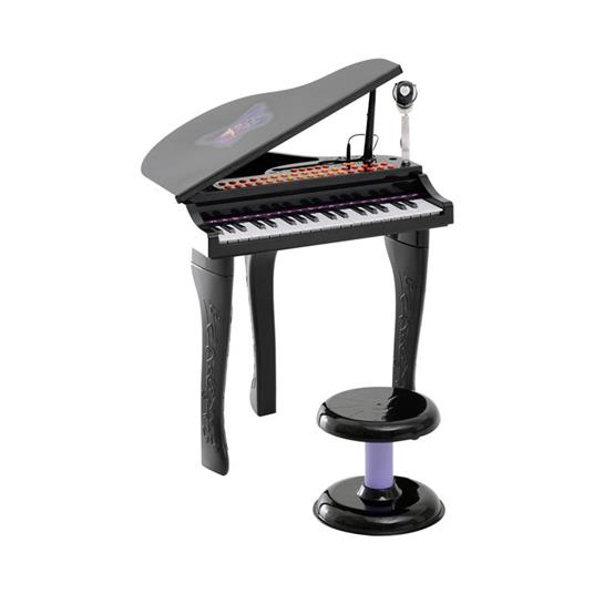 Mini Pianoforte Elettrico Giocattolo per Bambini con Microfono e Sgabello Nero 48 × 39 × 69cm