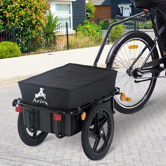HOMCOM Rimorchio Cargo Bici Carrello per Bicicletta Pieghevole Portata 40kg HOMCOM Rimorchio Cargo Bici Carrello per Bicicletta Pieghevole Portata 40kg