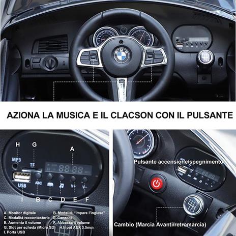 Macchina Elettrica BMW 6GT per Bambini con Telecomando Nero - 8