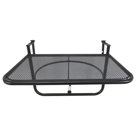 Tavolino da Balcone Ringhiera Appeso Braccio e Ripiano Regolabile, Nero 60 x 56.5 x 45 cm - 4