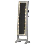 Armadio Portagioie a Specchio con 20 Luci LED Bianco 40x37x146 cm