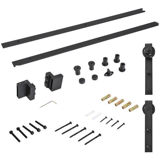 HOMCOM Kit Porta Scorrevole 90kg Max Salvaspazio In Acciaio Al Carbonio Con Accessori 244x0.5x4 Cm, Nero | Leroy Merlin - Foto 3