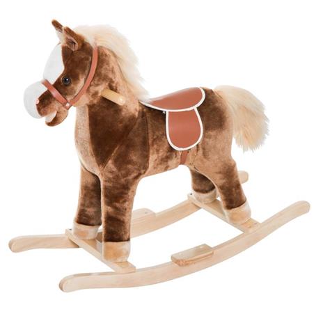 Cavallo a Dondolo in Legno Giocattolo Cavalcabile per Bambini