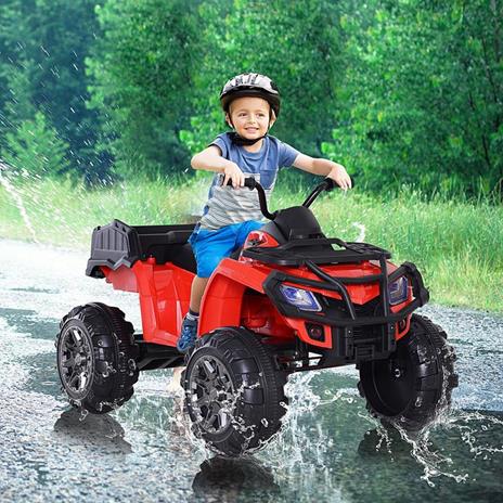 Mini Quad Elettrico Giocattolo per Bambini con Luci e Suoni e Ammortizzatori Rosso - 3