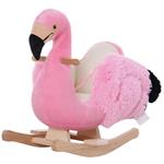 Homcom Fenicottero Dondolo in Legno e Peluche Rosa