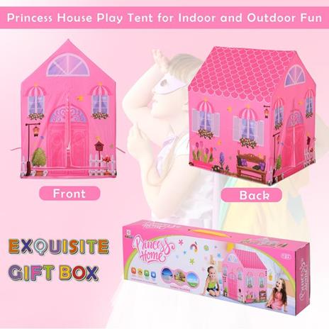 Tenda da Gioco Principessa per Bambina 3+ Anni per Interno e Esterno Rosa 93 x 69 x 103 cm - 4