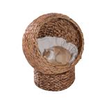 PawHut Cuccia per Gatti in Vimini con Cuscino in Cotone Marrone e Bianco 42 x 33 x 52 cm