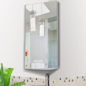 Armadietto Angolare a Specchio Specchiera Bagno da Parete in Acciaio,Mobile pensile con Specchio con 1 Ante Mobile pensile con Specchio,Mobile a Specchio per Bagno con 1 Ante Acciaio Inox 30x60x21cm