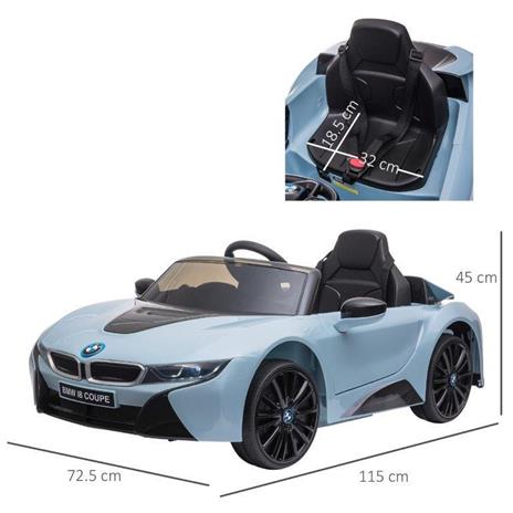 HomCom Macchinina Elettrica BMW per Bambini 3-8 anni con Telecomando Luci e Lettore MP3 Blu - 3