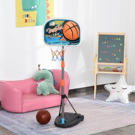 HomCom Set Canestro per Bambini Regolabile in Altezza con Palla da Basket Base e Pompa Gonfiaggio Inclusi - 2