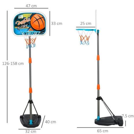HomCom Set Canestro per Bambini Regolabile in Altezza con Palla da Basket Base e Pompa Gonfiaggio Inclusi - 3