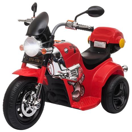 Homcom Moto Elettrica per Bambini 3-6 Anni con Luci Suoni e 3 Ruote Stabili Rossa