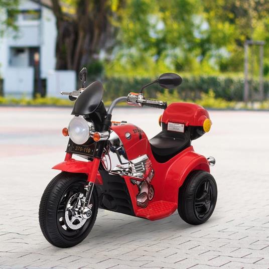 Homcom Moto Elettrica per Bambini 3-6 Anni con Luci Suoni e 3 Ruote Stabili Rossa - 2