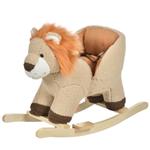 HomCom Dondolo Giocattolo a Forma di Leone per Bambini 18-36 Mesi in Legno e Peluche