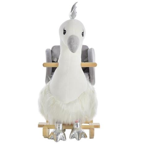 HomCom Dondolo Giocattolo a Forma di Cigno Bianco e Grigio per Bambini 18-36 Mesi - 4
