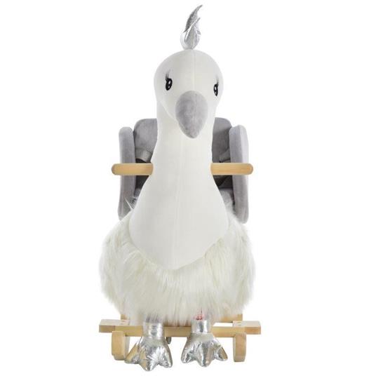 HomCom Dondolo Giocattolo a Forma di Cigno Bianco e Grigio per Bambini 18-36 Mesi - 4