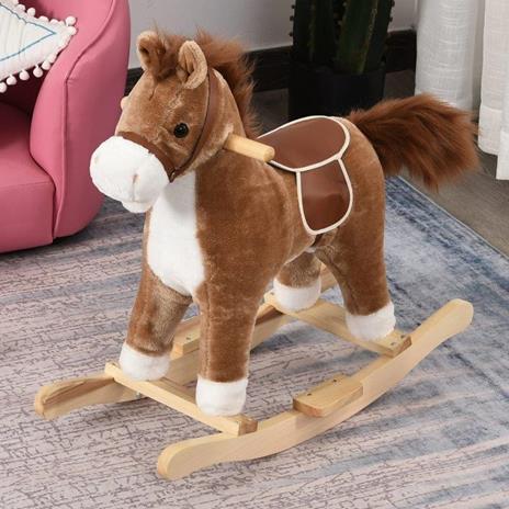 HomCom Cavallo a dondolo stile cavallo seduta imbottita suono per bambini 36-72 mesi - 2
