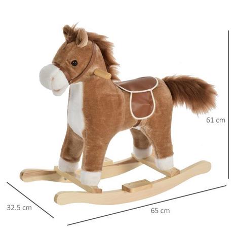 HomCom Cavallo a dondolo stile cavallo seduta imbottita suono per bambini 36-72 mesi - 3