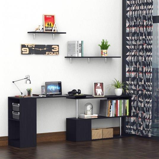 HomCom Scrivania Angolare per Computer con Scaffali routazione a 360° forma  L in legno - Homcom - Casa e Cucina | IBS