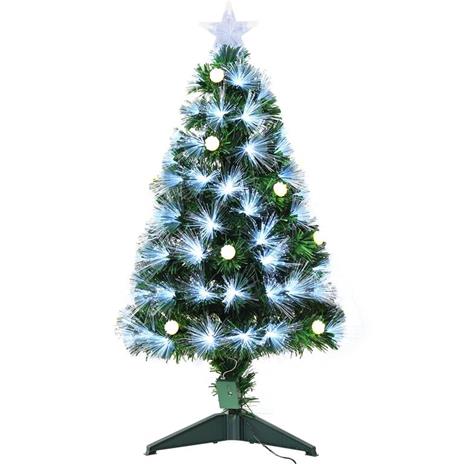 HomCom 90cm Albero di natale artificiale rami 90 luce a LED fibre ottiche