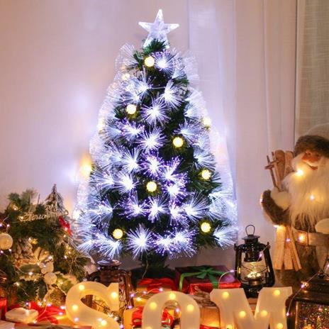 HomCom 90cm Albero di natale artificiale rami 90 luce a LED fibre ottiche - 2