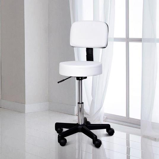 Rivestimento in Similpelle Altezza Regolabile Bianco homcom Sgabello da Bar Salotto con Schienale Alto Seduta Imbottiti carico 136kg Max 