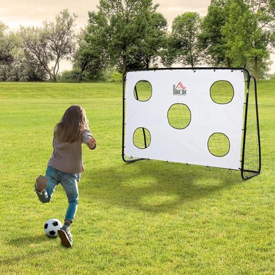 HomCom Porta da Calcio per Bambini e Adulti Rete in PE in Metallo Oxford Bianco Nero - 2