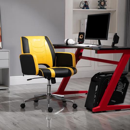 Vinsetto Sedia da Ufficio sedia da gaming Sgabello Racing Ergonomica  Altezza Regolabile Girevole Giallo - Vinsetto - Idee regalo