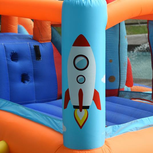 Outsunny Castello Gonfiabile per Bambini Piscina con Scivolo e Trampolino, Pompa Elettrica, 350x250x185cm, Multicolore - 6