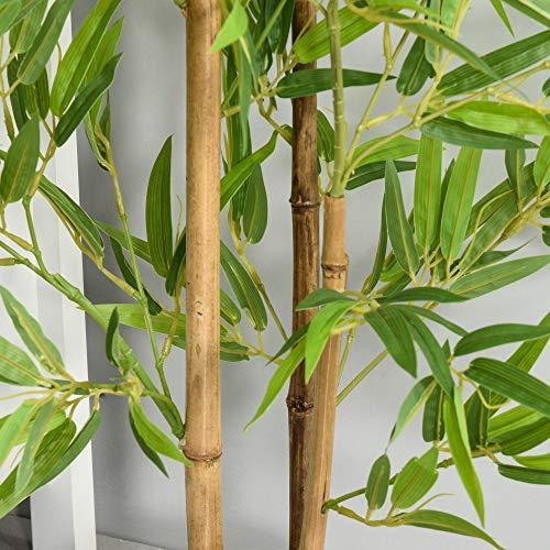 Outsunny Bambù in Vaso Artificiale per Interno ed Esterno Alta 120cm Verde - 5
