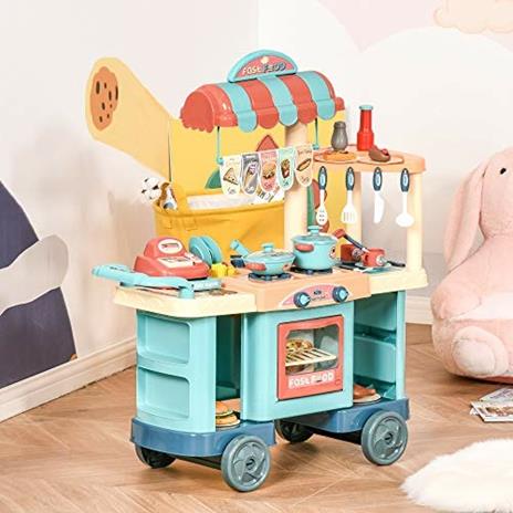 HOMCOM Cucina Giocattolo Per Bambini 3-6 Anni con 50 Accessori Inclusi - 2