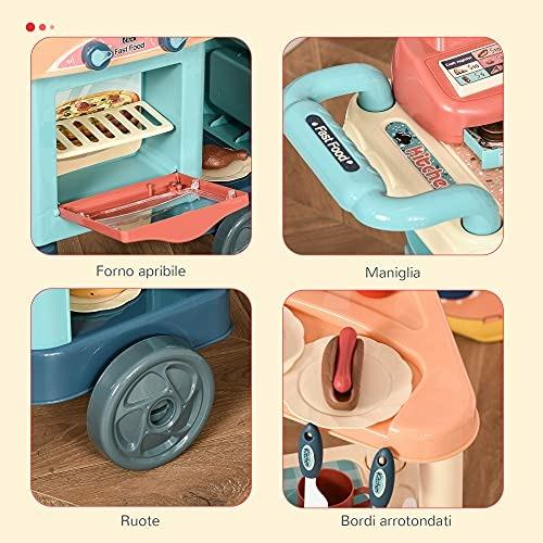 HOMCOM Cucina Giocattolo Per Bambini 3-6 Anni con 50 Accessori Inclusi - 5