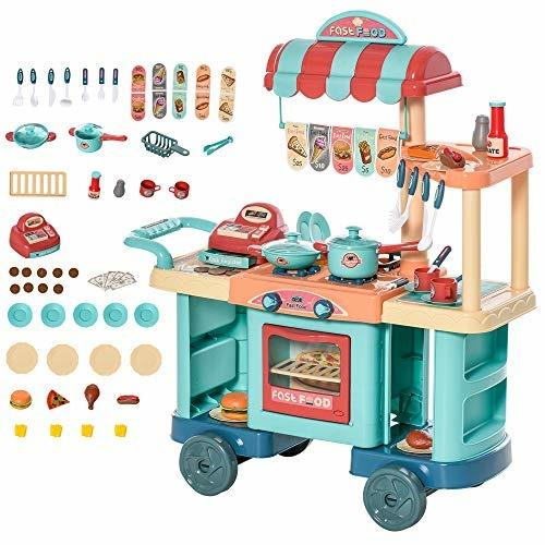 HOMCOM Cucina Giocattolo Per Bambini 3-6 Anni con 50 Accessori Inclusi