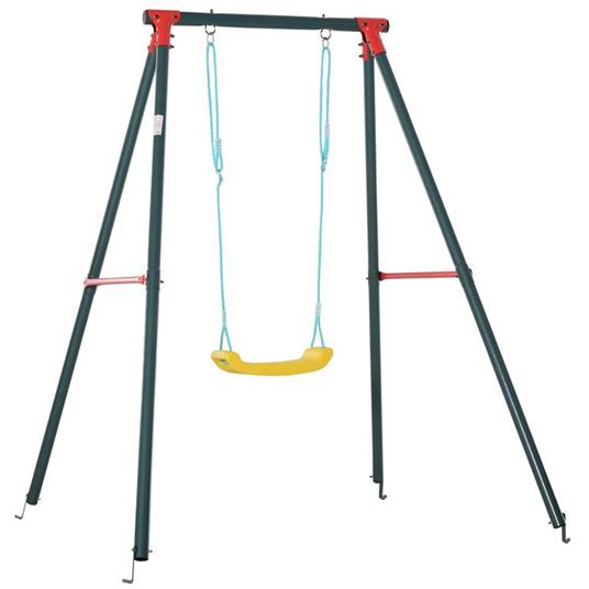 Outsunny Altalena da Giardino per Bambini 6-12 Anni con Altezza Regolabile, in Metallo e PE, 155x160x180cm, Multicolore