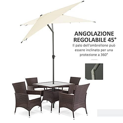 Outsunny Ombrellone da spiaggia 190 x 215 cm Parasole per terrazza con