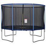 HOMCOM Tappeto Elastico per Bambini e Adulti con Rete e Bordo Imbottito, Giochi da Giardino e Casa Φ366x269cm Blu e Nero