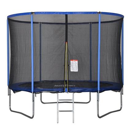 HOMCOM Tappeto Elastico per Bambini e Adulti con Rete e Bordo Imbottito, Giochi da Giardino e Casa Φ305x248cm Blu e Nero