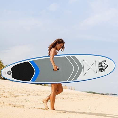 HOMCOM Tavola SUP Gonfiabile con Accessori Inclusi, Stand Up Paddle per Adulti e Teenager, 305x80x15cm Blu e Bianco - 2